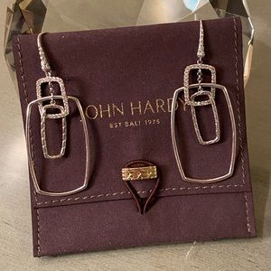 John Hardy diamond rectangle drop earrings